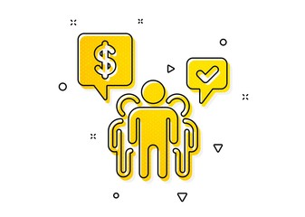 Employees chat sign. Teamwork icon. Core value symbol. Yellow circles pattern. Classic teamwork icon. Geometric elements. Vector