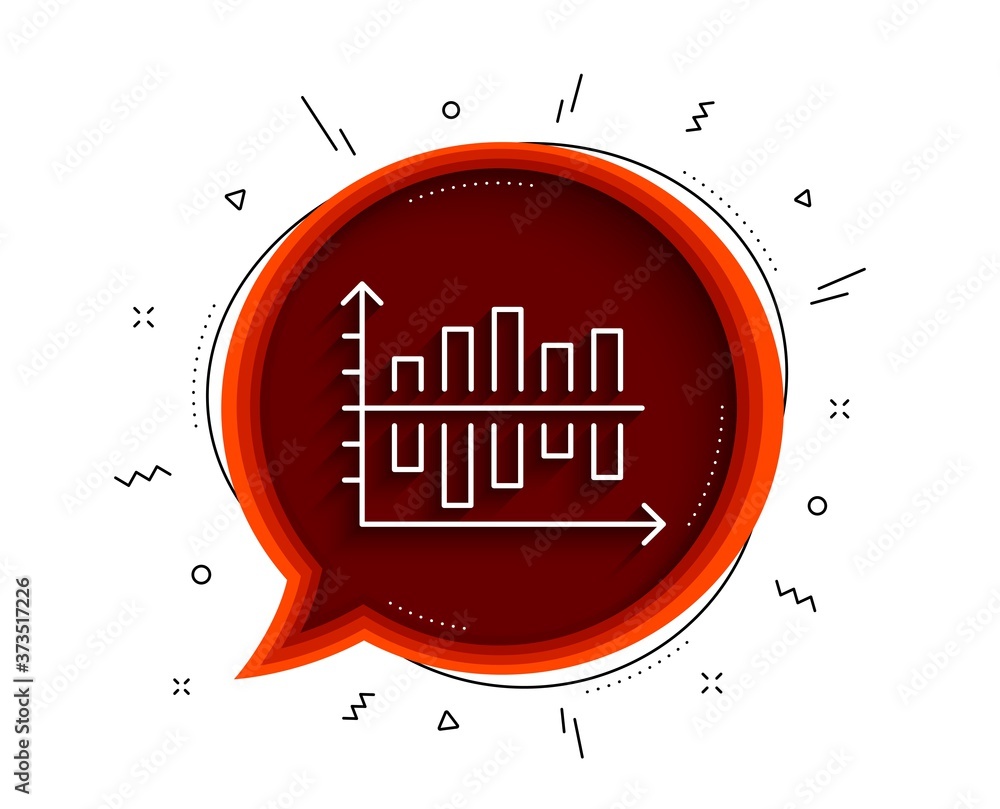 Poster diagram chart line icon. chat bubble with shadow. column graph sign. market analytics symbol. thin l
