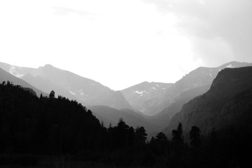 black and white mountains