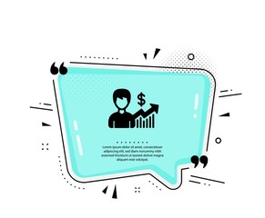 Business results icon. Quote speech bubble. Dollar with Growth chart sign. Quotation marks. Classic business growth icon. Vector