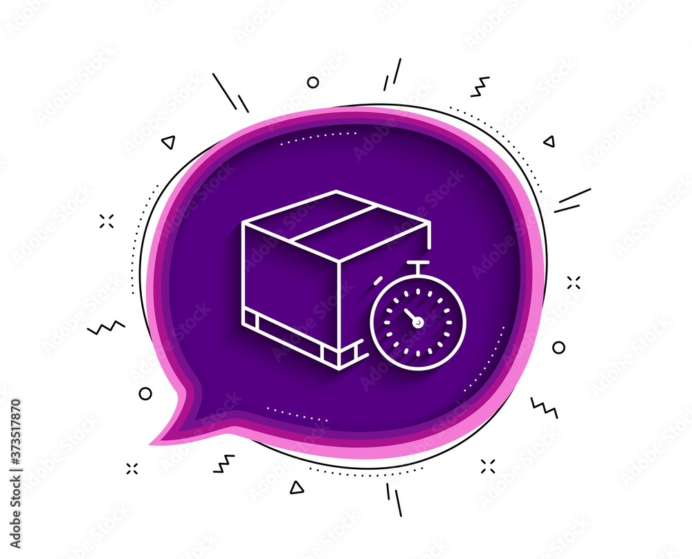 Poster shipping tracking line icon. chat bubble with shadow. delivery timer sign. express logistics symbol.