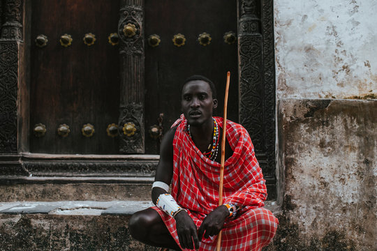 Maasai Man in traditional clothes