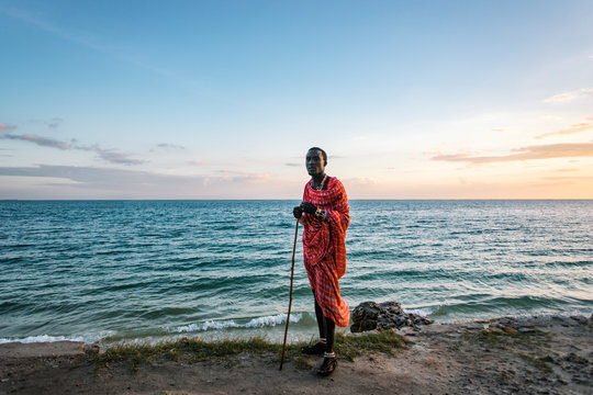 Maasai Man on the beach