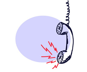 Retro telephone receiver on a white background. Sketch. Vector illustration.