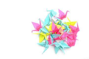 Origami cranes on white