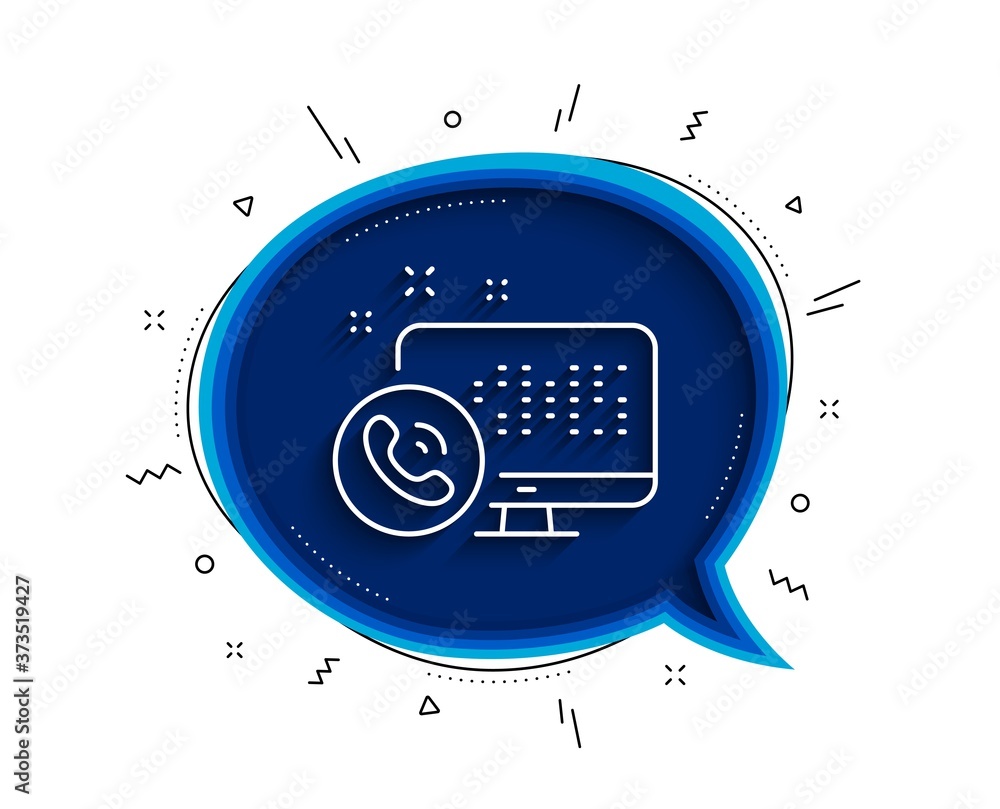 Aufkleber web call center service line icon. chat bubble with shadow. phone support sign. feedback symbol. thi