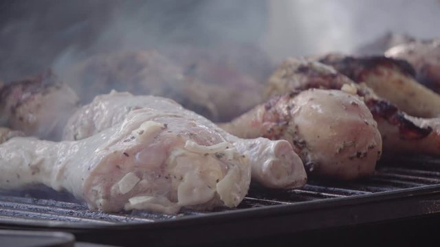 4k-24. BBQ chicken close-up shot