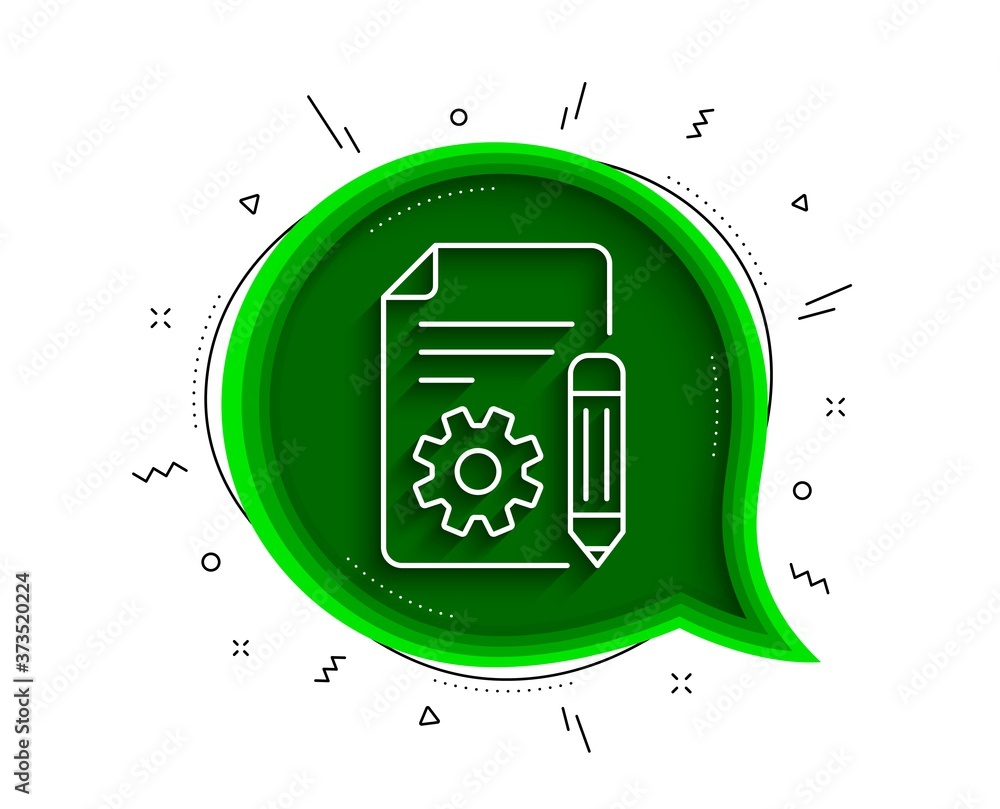 Aufkleber documentation line icon. chat bubble with shadow. technical instruction sign. thin line documentatio