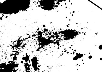 Vector black and white background with ink splash, blot and brush stroke, spot, spray, smudge, spatter, splatter, drip, drop, ink blob Grunge textured elements for design, background.