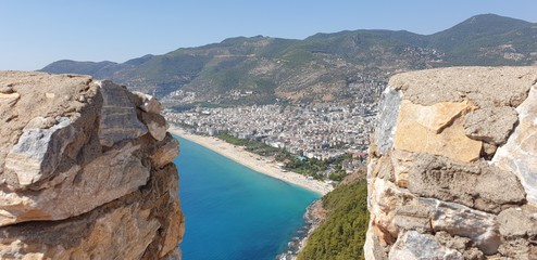 view on the sea from a castle in Alanya Turkey