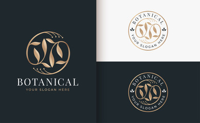 abstract golden flower logo design