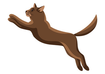 Stylized illustration of jumping cat.