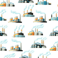 Seamless pattern with factories or industrial buildings.