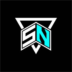 The letter S N monogram is perfect for game initials, greeting cards, logos, posters and more