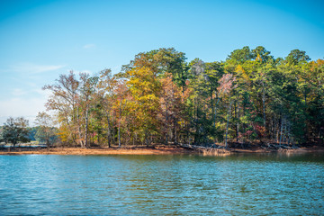 Obraz premium Autumn shoreline Lake Lanier Georgia