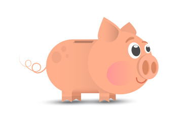 vector character pink piggy bank isolated on white background in flat style
