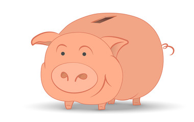 vector character pink piggy bank isolated on white background in flat style