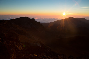 Haleakala volcano at sun rise 