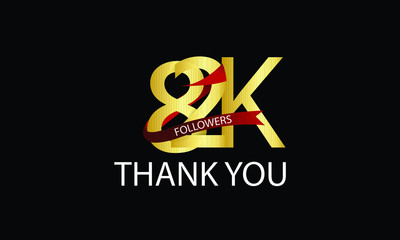 82K, 82.000 Followers Thank You anniversary Red logo with Tosca ribbon. For Social Medias - Vector	

