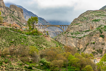 Northern Iran,  on the train between Tehran and Sari. Beautiful mountain landscape. A famous old...