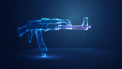 vector background with virtual game, machine gun