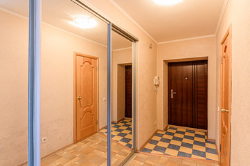 Russia, Moscow- February 10, 2020: interior room apartment modern bright cozy atmosphere. general cleaning, home decoration, preparation of house for sale