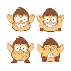 Set of a monkeys emojis. Cartoon of a monkeys - VEctor