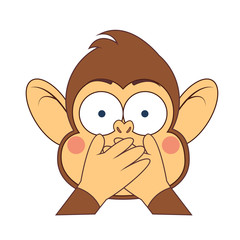 Naklejka premium Cartoon of a cute monkey emoji - Vector