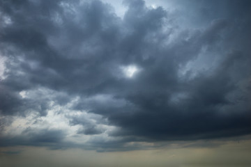 Dark clouds in the dramatic sky