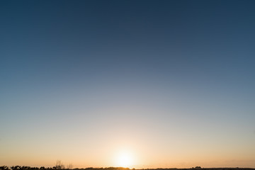 Sunrise Sundown Sanset  empty Sky without clouds, without birds, clear and worm evening