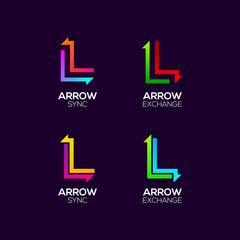 Letter L logotype with Arrows two directions concept, Financial Investment and Exchange logo, Reload Refresh Sync Symbol for your Business Company and Corporate identity Vector illustration