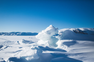 icy glacier winter landscape above arctic circle 