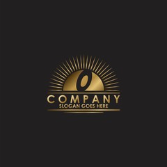 Gold Sun Initial Letter O Logo vector design for business identity