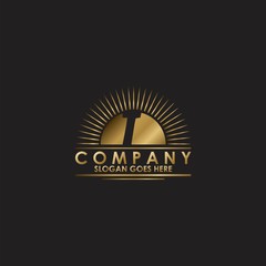Gold Sun Initial Letter T Logo vector design for business identity
