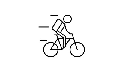 Fototapeta premium Delivery service. Courier icon on bike isolated on white background. Delivery and ordering online. Vector illustration 
