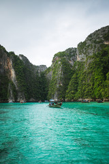 Thailand boat in blue water 