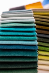 Cool tones of green and blue soft luxury velvet samples
