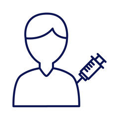 man with vaccine syringe line style icon
