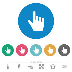 right handed pointing gesture flat round icons