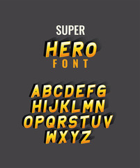 super hero font lettering with alphabet on gray background design, typography retro and comic theme Vector illustration