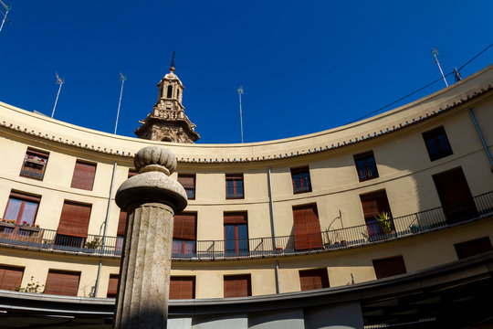 View of the "Torre de Santa Catalina" from the "Plaza Redonda" in Valencia (Spain)