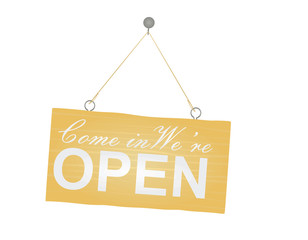 We are open hanging sign. vector illustration