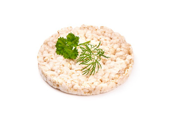 Rice cakes, corn biscuits, isolated on white background