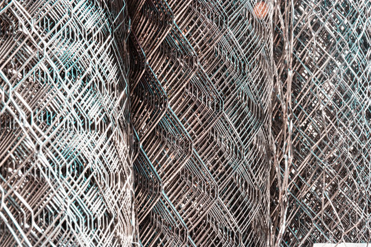 Close up grey steel rabitz lattice grid