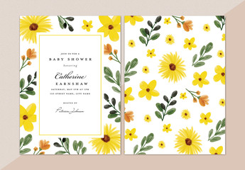 Floral Sunflower Baby Shower Invitation Layout