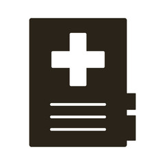 medical cross in folder documents silhouette style
