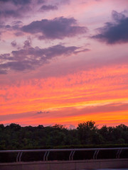 Sunset over the Potomac River at John F Kennedy Arts Centre in Washington DC USA