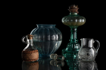 Still life of glass objects