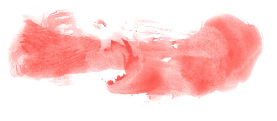 Abstract watercolor background hand-drawn on paper. Volumetric smoke elements. Red color. For design, web, card, text, decoration, surfaces.