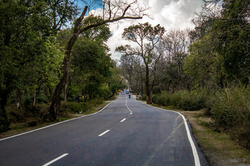 Long drive highways look amazing when it's empty. Enroute Himachal Pradesh, India.